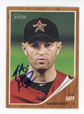 SIGNED BASEBALL CARD AUTO TOPPS HERITAGE 2011 JA HAPP #177 HOUSTON ASTROS