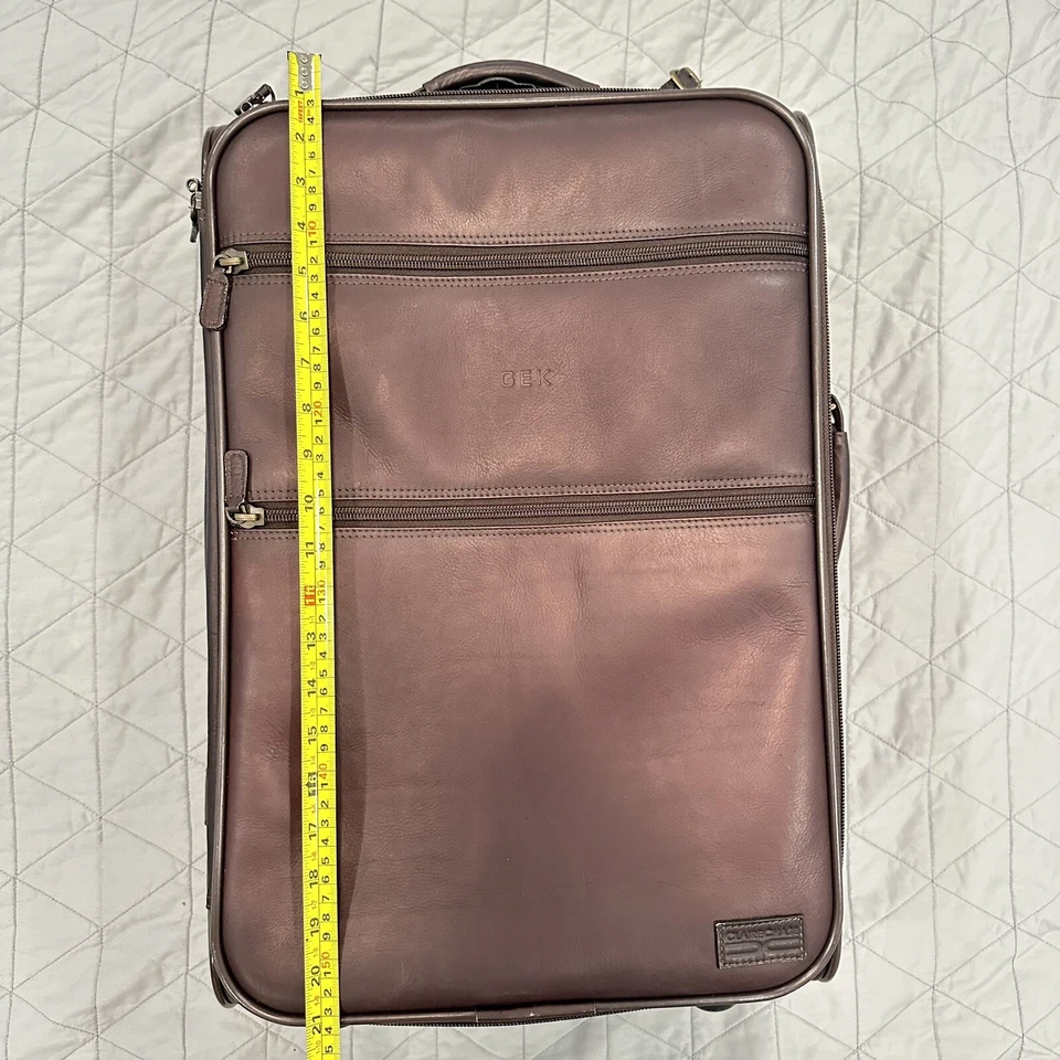 Claire Chase Rolling Carry-on Brown Genuine Top Grain Leather - Image 3 of 4