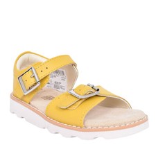 Image of Clarks Girls Toddler Crown Bloom Yellow Leather Air Spring Sandals F/G