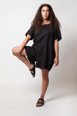 GRAVEL & GOLD California Rancho Romper 100% linen jumpsuit size 1 S/M black  EUC! | eBay