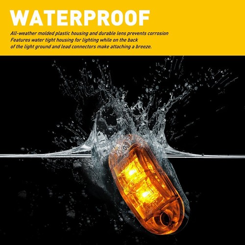 10* Amber 2-LED Oval Side Marker Lights Truck Trailer Clearance Light Waterproof - Picture 5 of 7