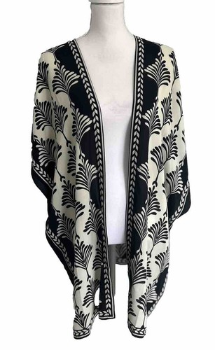 Max Studio LIGHTWEIGHT 2X Boho Kimono Sleeve Open Front Cape Duster Black NWT