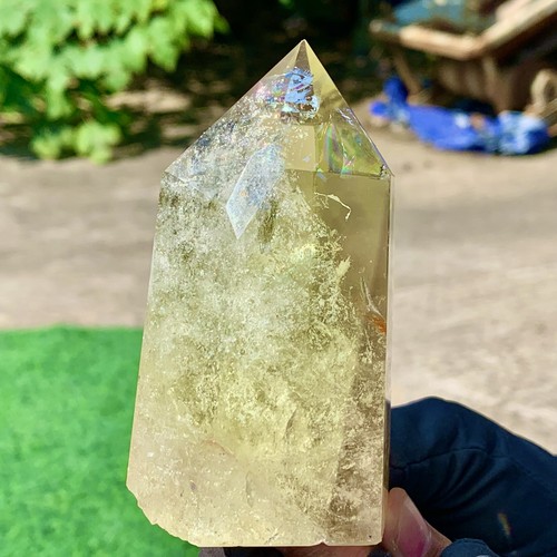 331G Raro Amarillo Jade Cuarzo Columna Obelisco Cristal Amarillo Natural Punto de Curación - Imagen 10 de 20