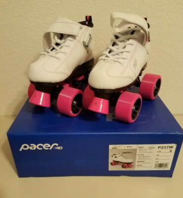 New Pacer GTX 500 White Skates Pink Size 2 Mach 5 P217W
