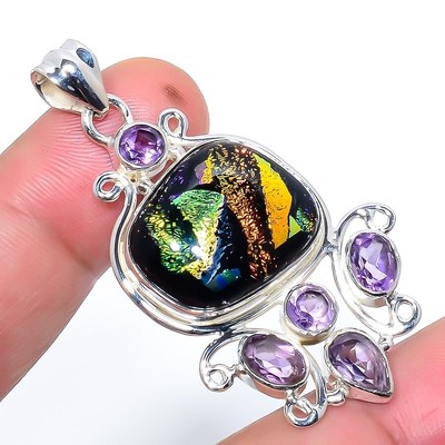 Amerikanischer dichorischer Glas Edelstein Sterlingsilber Geburtstag Mutter Anhänger Schmuck