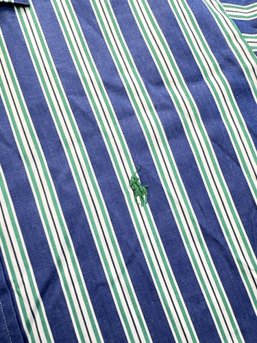 Polo Ralph Lauren Vtg. Regent Dress Shirt 16.5 Large Vertical Stripe Blue/Green - Picture 3 of 8