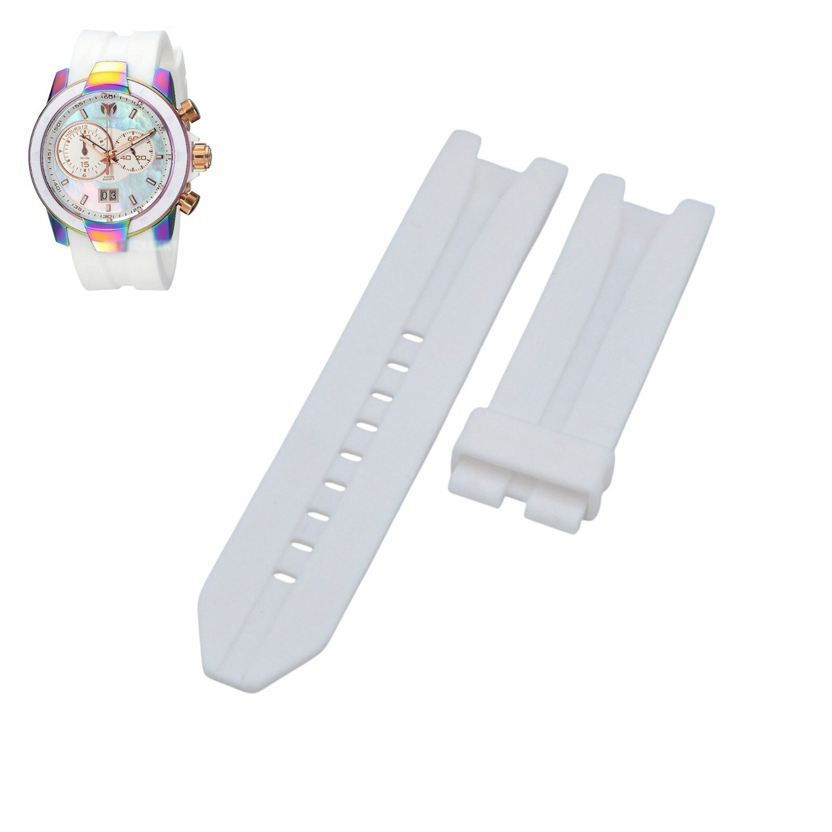 UF6 Collection TM-615017 24mm White Rubber Watch Strap For TechnoMarine