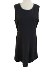 LOFT Size 10 Black Sleeveless SHEATH DRESS Stretch Knit Career Woman Zipper Back