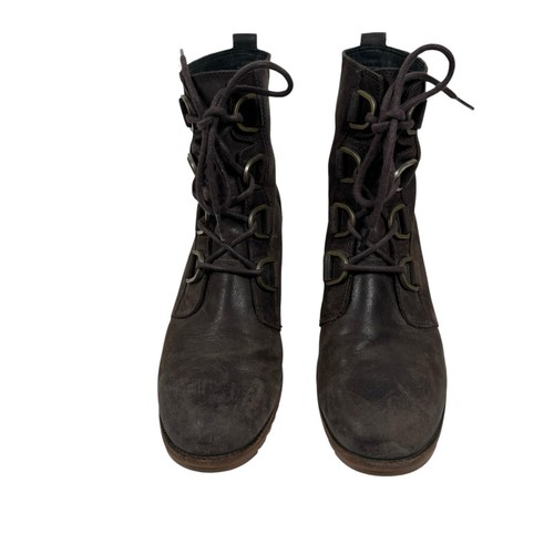 Sorel Women's Cate NL3715-205 Blackened Brown Lace-Up Block Heel Bootie Size 11 - Picture 2 of 13