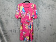 Lauren Ralph Lauren Dress Womens 6 Pink Floral Faux Wrap Tropical Coastal Resort