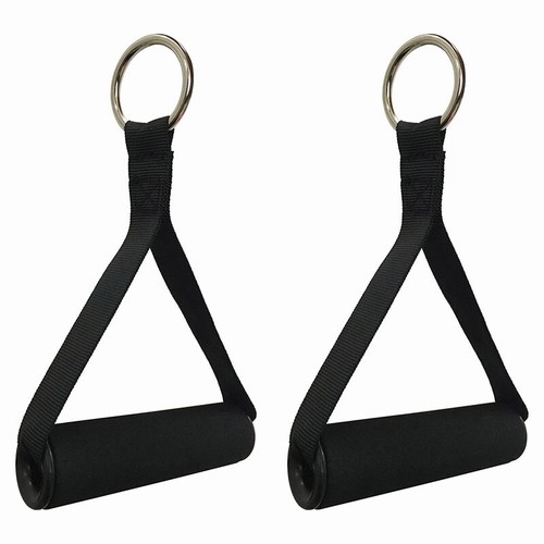 2pcs Heavy Duty Gym Cable Machine Attachments Resistance Band Stirrup Handle - Picture 2 of 11