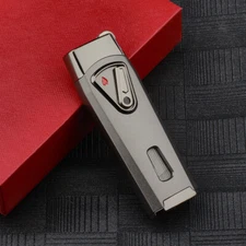 Dual Jet Flame Torch Flint Lighter for Cigar/Cigarette - Gunmetal