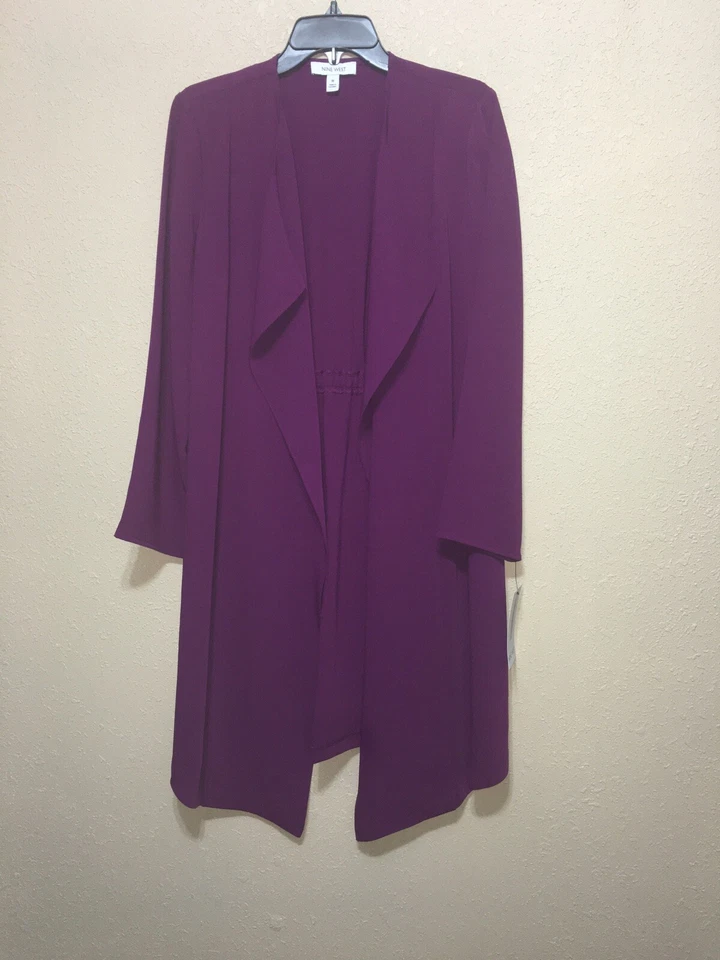 Nine West Soft Crepe Duster wild plum timeless allure sz M NEW - Изображение 2 из 4