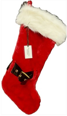 Prosperity Dream Christmas Stocking 18  Supersoft White Red Plush Fireplacedecor