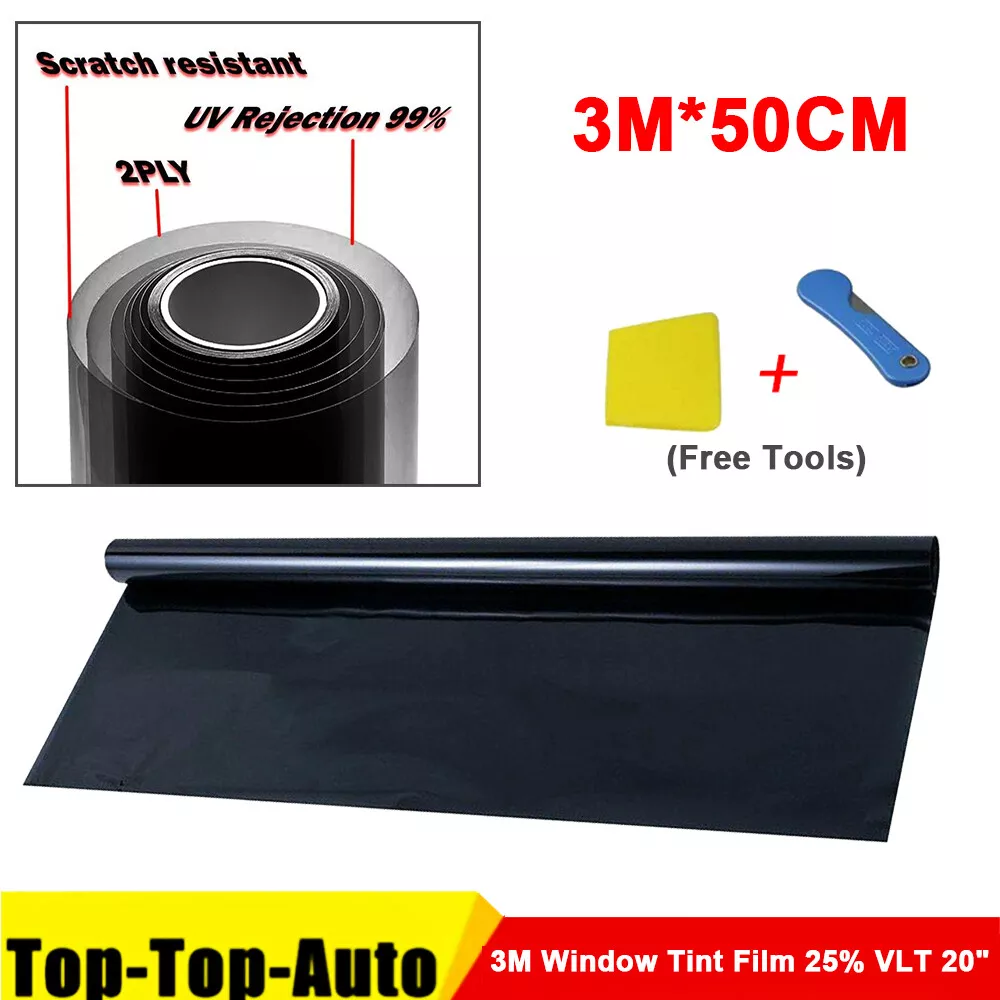 Uncut Roll Window Tint 25% Dark Black Film 20 Inches x 10'Feet CAR Home  Glass