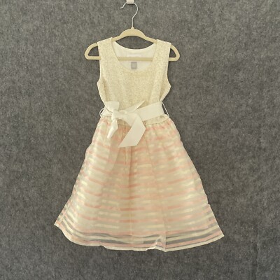 Childrens Place Girls Size 4 White Lace Rainbow Dress