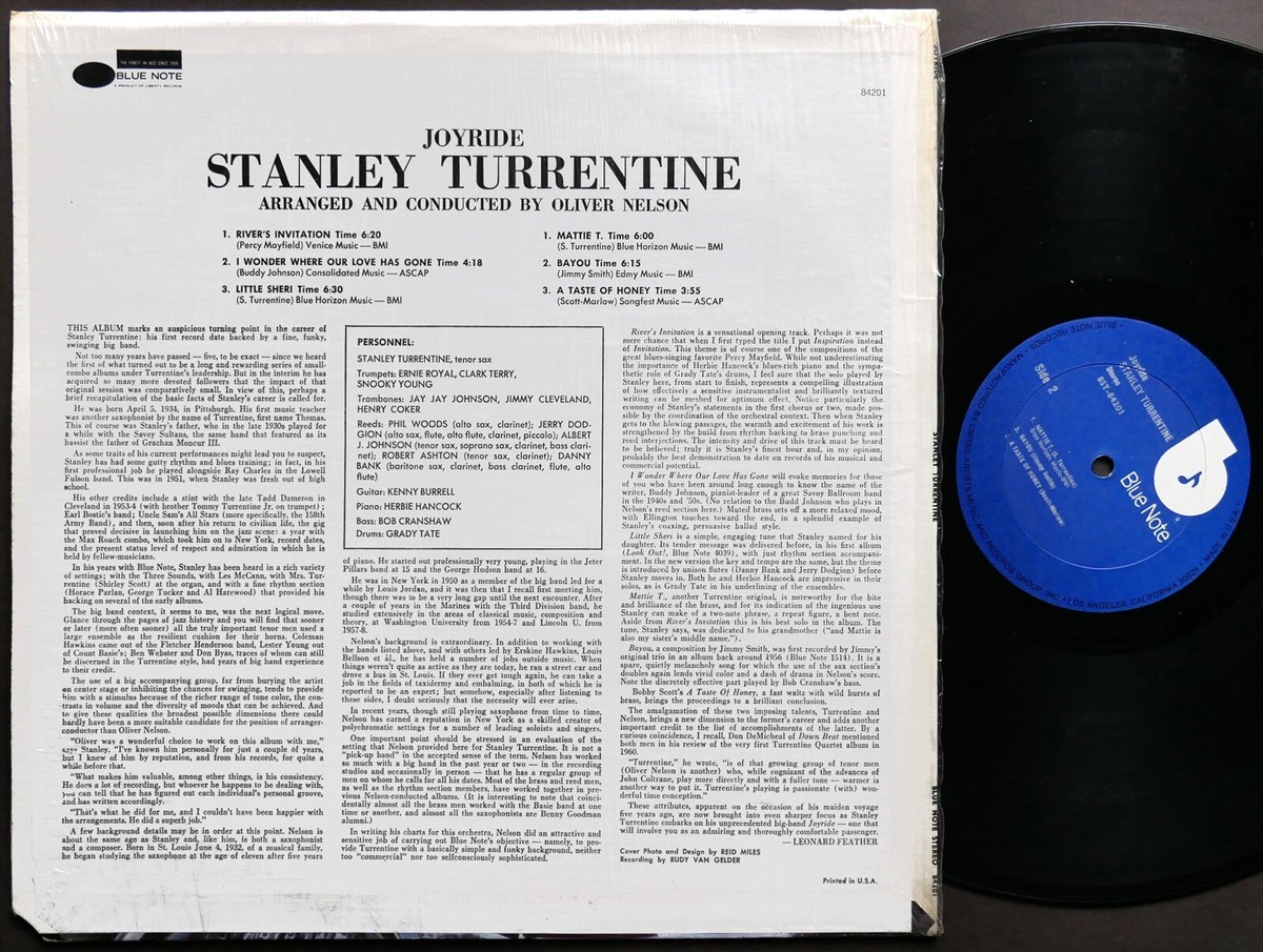 STANLEY TURRENTINE Joyride LP BLUE NOTE BST 84201 Herbie