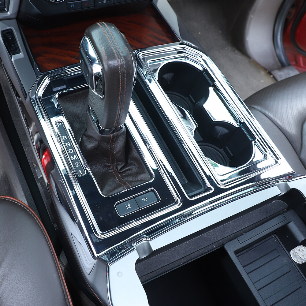 F150 Center Console Cup Holder Carbon Fiber Gear Shift Panel & Cup Holder Cover For Ford F150 2015-2020 2015 F 150 Interior - Foto 4