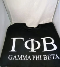 Gamma Phi Beta Sorority Crewneck Sweatshirt- Black- Size Large-New!