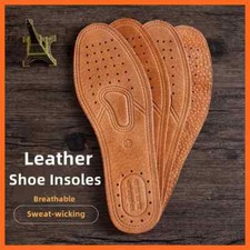 1 Pair Cowhide Insoles For Shoes Men Comfortable Deodorant Casual leather Insole