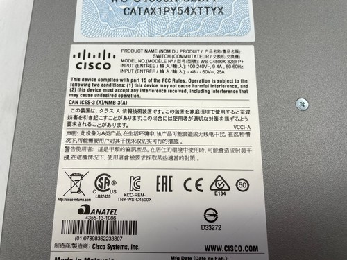 Cisco Catalyst 4500-X 32-Port SFP+ Ethernet Switch, WS-C4500X-32SFP+ - Picture 3 of 6