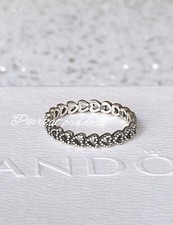 Pandora Sterling Silver Row Of Hearts Ring W/...