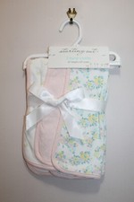 STARTING OUT BABY BURP CLOTHS SET OF 3 FLORAL 21" x 10"