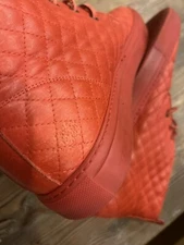 EUC $275 DEL TORO RED LEATHER QUILTED HIGH Mid TOP CHUKKA SNEAKERs US SIZE 9