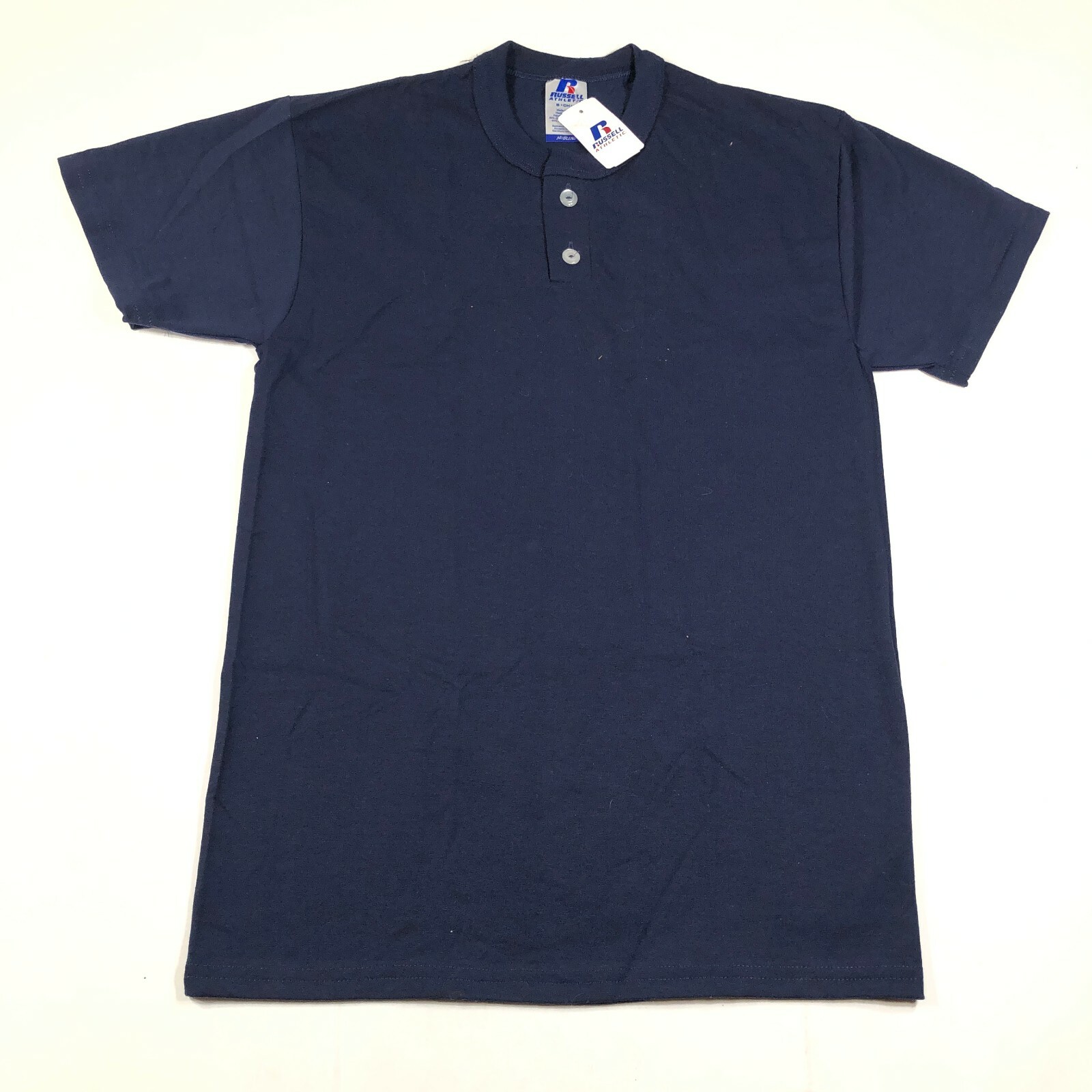 Футболка Russell Athletic Jersey Tee мужская синяя Henley на 2 пуговицах NuBlend 5050 3390₽