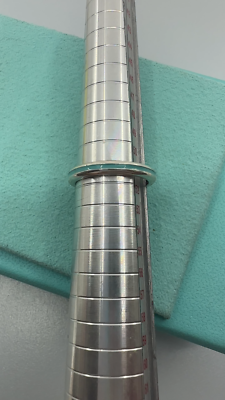 Tiffany & Co. 925 Silver Blue Enamel Stripe Narrow Band Ring Sz