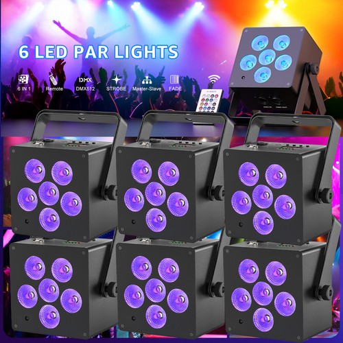 6 * 6LED 90W Bateria Par Reflektor Światło sceniczne RGBW DMX Akumulator Halloween - Zdjęcie 19 z 27