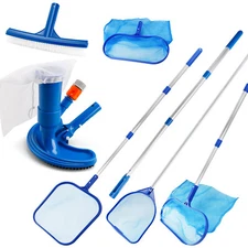 Swimming Pool Cleaning Tool Leaf Skimmer Flat Deep Bag Rake Net Leaves Mesh Pole