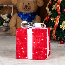 Christmas 12in Motorized Pop-up Gift Box with Santa Decorations for In/Outdoor