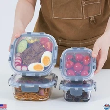 Premium Glass Food Storage Containers - 4 Pack Airtight, Leak-Proof, Oven Safe