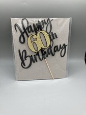 Happy 60th Birthday Cake Topper - Black Gold Glitter Cheers to 60 Years -... 001