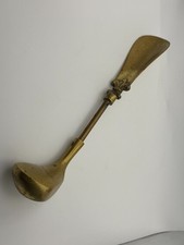 Vintage Brass Golf Club Shoe Horn   Dual Spoon Design, Ornate Midsection 9" tall