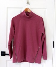 Athleta Women Mock Neck Tunic Sweatshirt Dark Pink Pockets Cozy Athletic Lounge