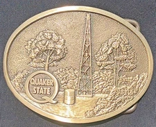 O.C. Tanner Quaker State Oil Belt Buckle Solid Brass 1981 Vintage