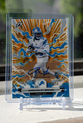 2025 Topps Resurgence Amon-Ra St. Brown #32 GOLD STATIC Auto /50 Detroit Lions