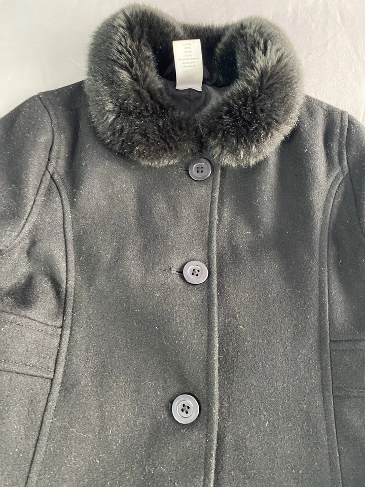 Usado en Excelente Condición Gymboree Largo Negro Vestido Abrigo con Ribete de Piel 6T Niñas Navidad Vacaciones Otoño Foto 2 de 4