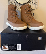 SOREL Youth Explorer Velvet Tan, Chalk Lace Insulated Waterproof Boots Size 7 US