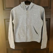 NIKE Full Zip Crop Hoodie Jacket Womens Small Gray Sweatshirt
