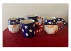 Set of 4 Boston Warehouse Ceramic 18 oz. Mugs Gnomes "Stars&Stripes" #88059 New — photo 1