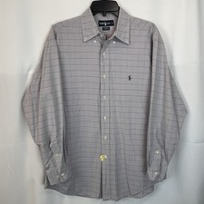 Ralph Lauren Yarmouth Mens Button Down Long Sleeve Gray Oxford Shirt 16 32/33