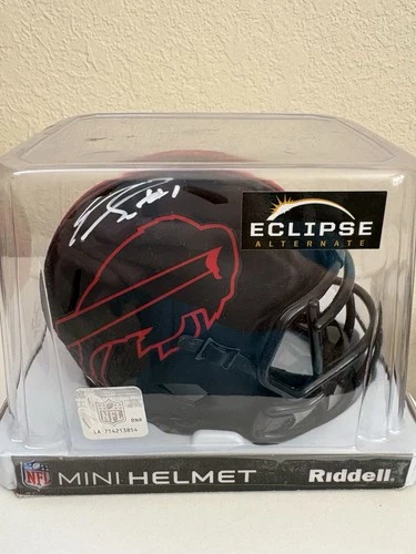 Buffalo Bills Emmanuel Sanders Eclipse NFL Autographed Mini Helmet Beckett BAS