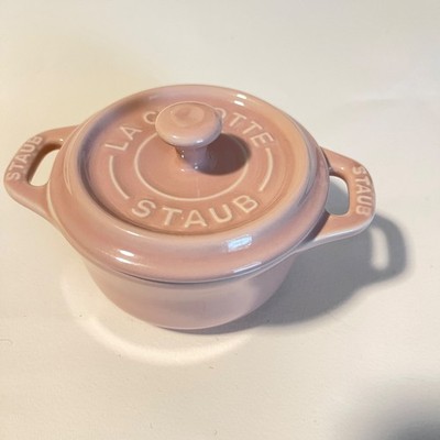 New STAUB Mini La Cocotte Light Pastel Pink Ceramic 4'' Casserole Dish w/Lid 8 oz