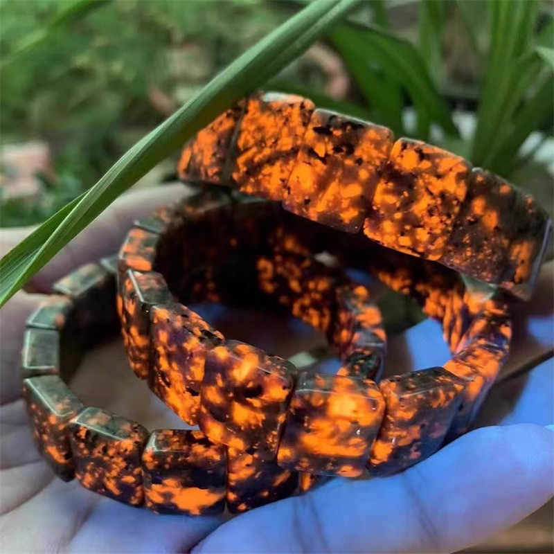 Yooperlite Bracelet Cuff Fluorescent Sodalite UV Reactive Rare Crystal Healing