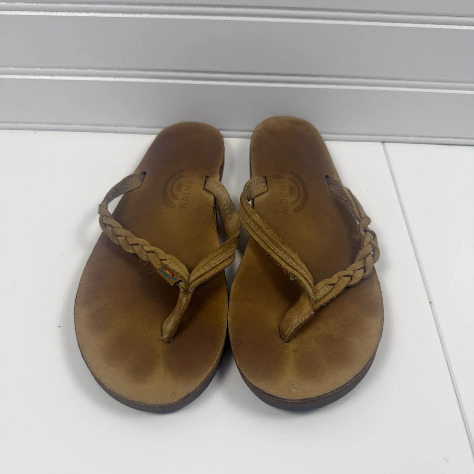 Радужные сандалии кокетливая коса женские сандалии экспрессо кожа шлепанцы - Изображение 2 из 4