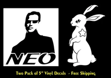 One Black Vinyl Decal Matrix NEO & White Rabbit with Star Two 5" Vinyl Decals