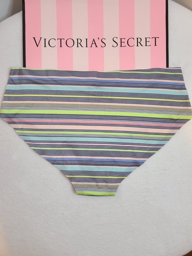 Y2K Victoria's Secret Sexy Satin No-show Hiphugger Panty Size M Stripes - Picture 3 of 5